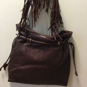Frye Brown Leather Tassel Shoulder Bag